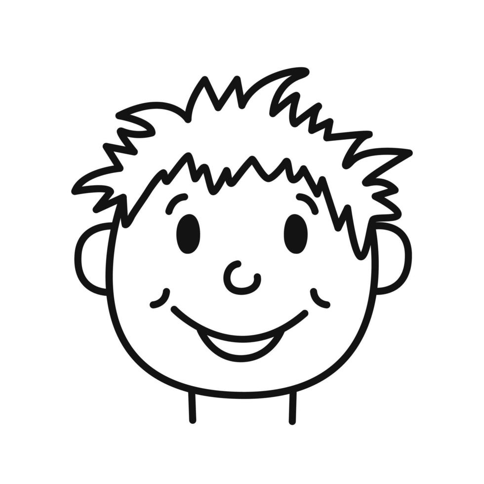 Hand drawn portrait of a boy. Doodle sketch style. Isolated vector illustration.