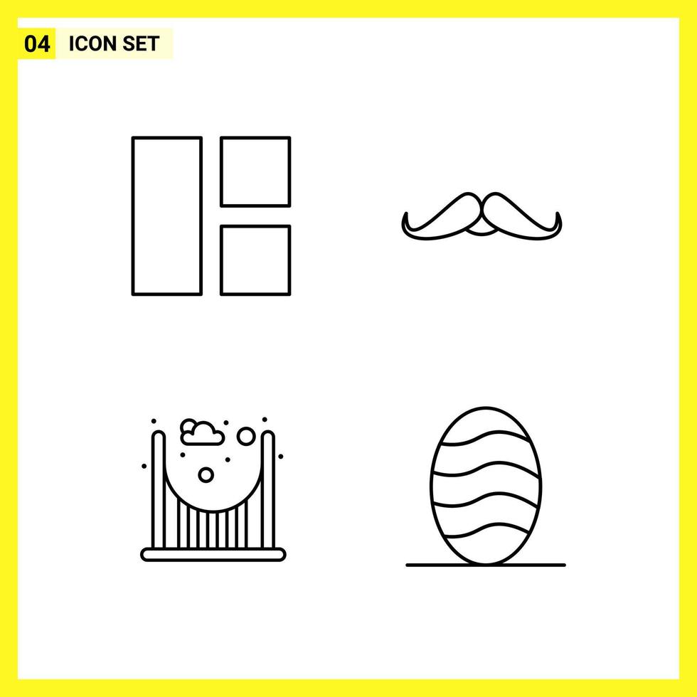 4 Icon Set Simple Line Symbols Outline Sign on White Background for Website Design Mobile Applications and Print Media Creative Black Icon vector background