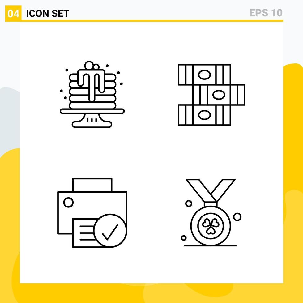 Collection of 4 Universal Line Icons Icon Set for Web and Mobile Creative Black Icon vector background