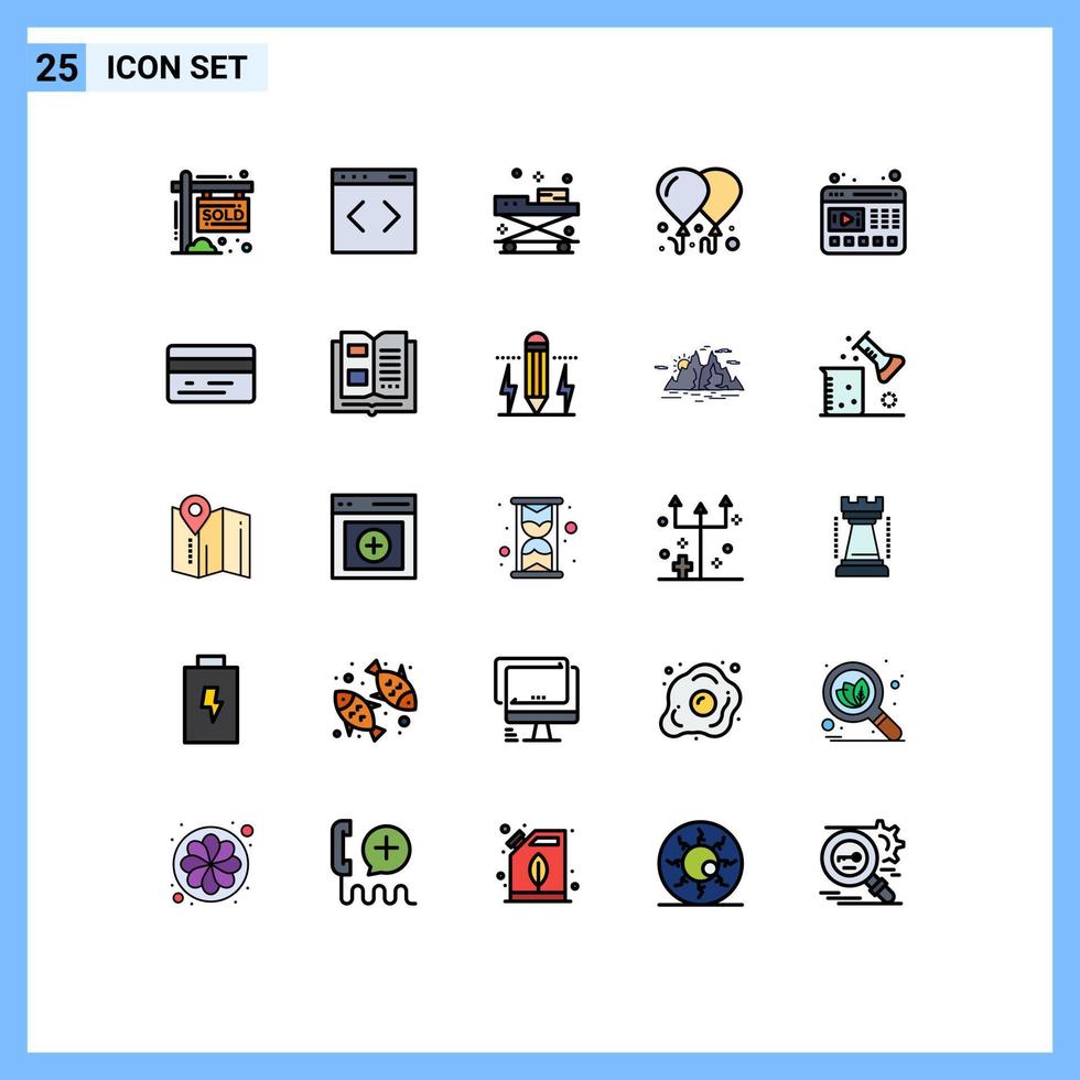 Stock Vector Icon Pack of 25 Line Signs and Symbols for video motivation ambulance fly stretcher Editable Vector Design Elements