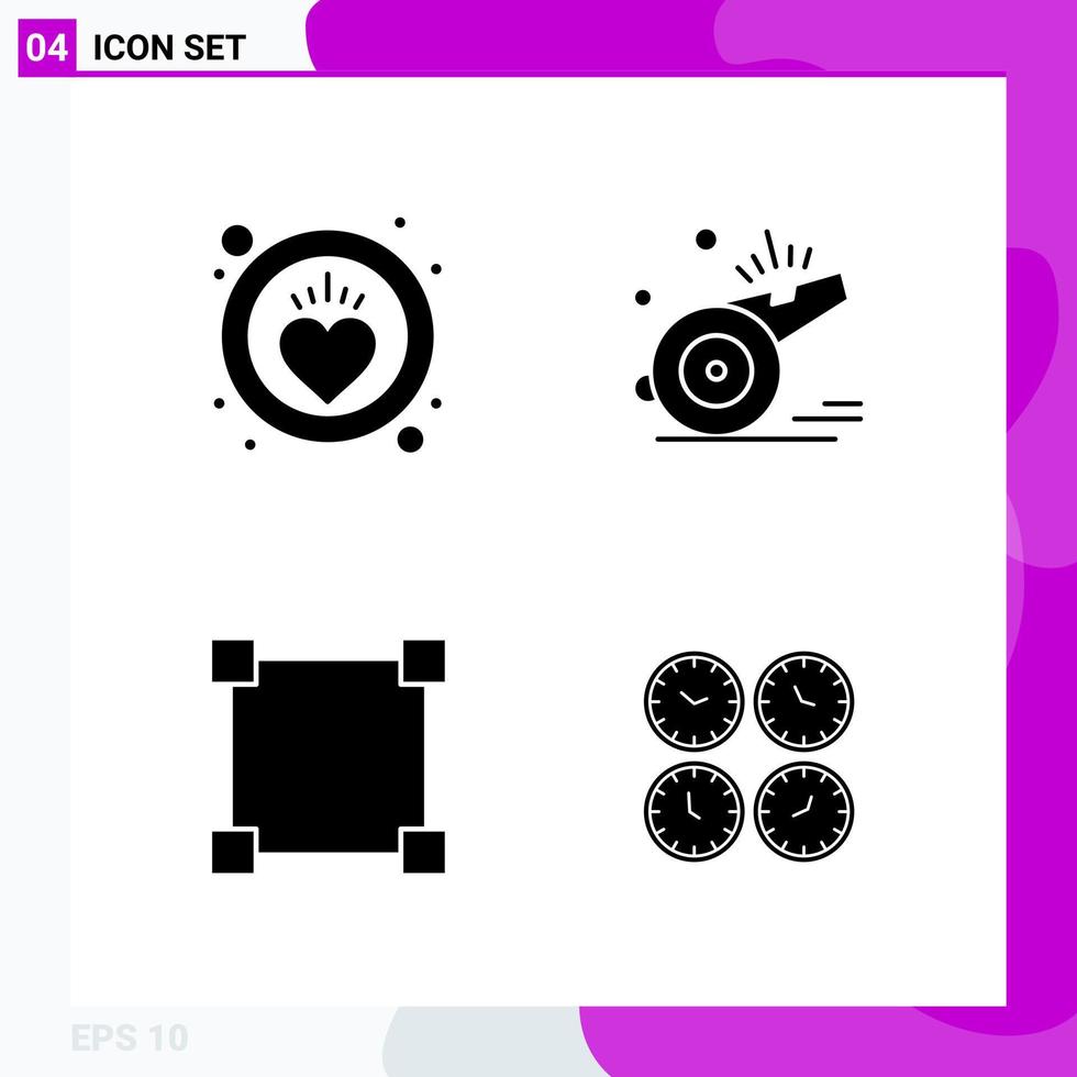 Solid Icon set Pack of 4 Glyph Icons isolated on White Background for Web Print and Mobile Creative Black Icon vector background