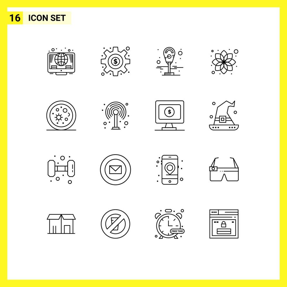 16 Universal Outlines Set for Web and Mobile Applications science life meter biology cosmetic Editable Vector Design Elements