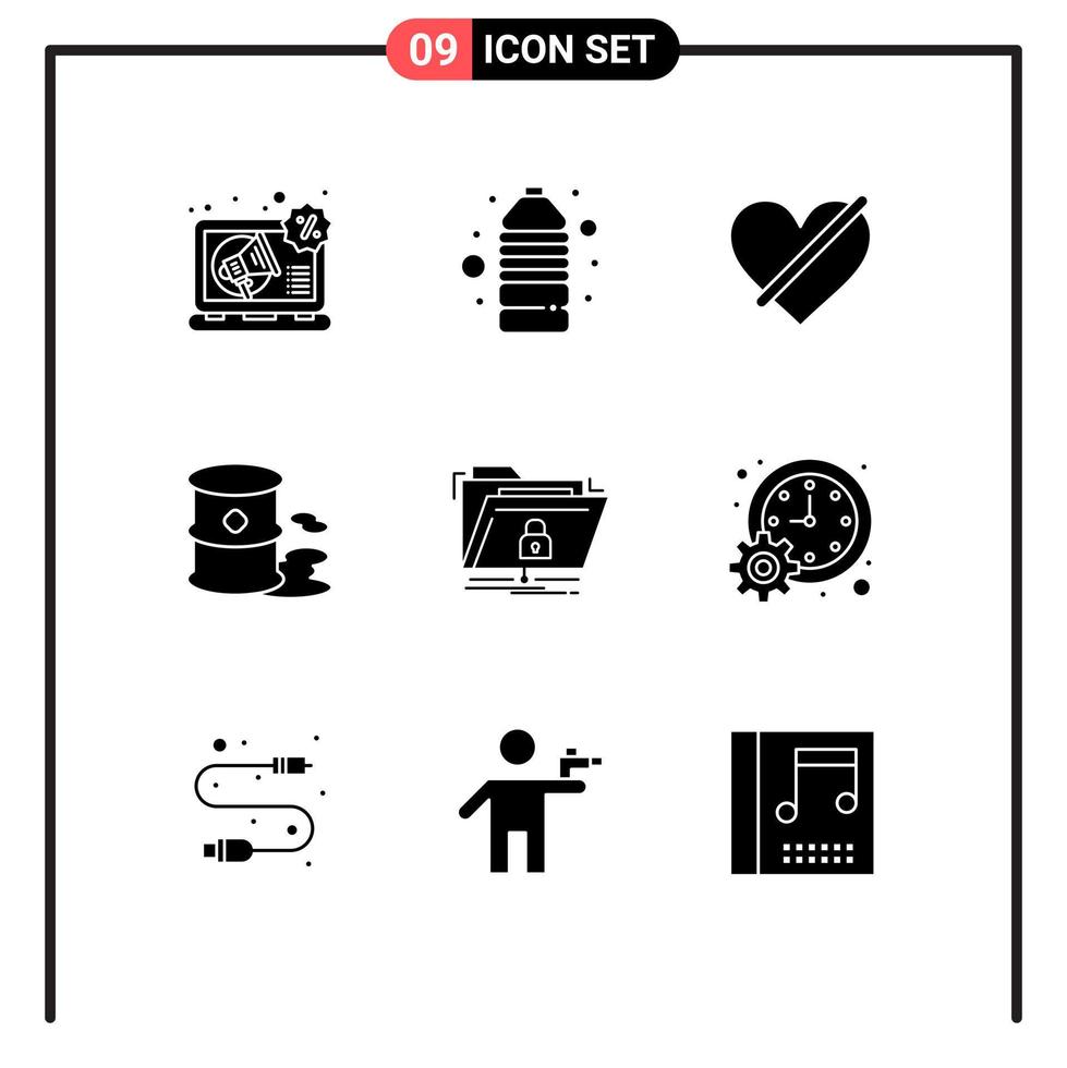 9 Creative Icons Modern Signs and Symbols of encryption garbage denied environment like Editable Vector Design Elements