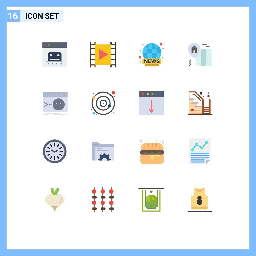 Flat Color Pack of 16 Universal Symbols of admin location player home live Editable Pack of Creative Vector Design Elements