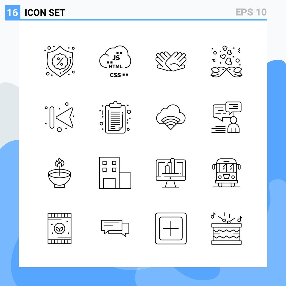 Modern 16 Line style icons Outline Symbols for general use Creative Line Icon Sign Isolated on White Background 16 Icons Pack Creative Black Icon vector background