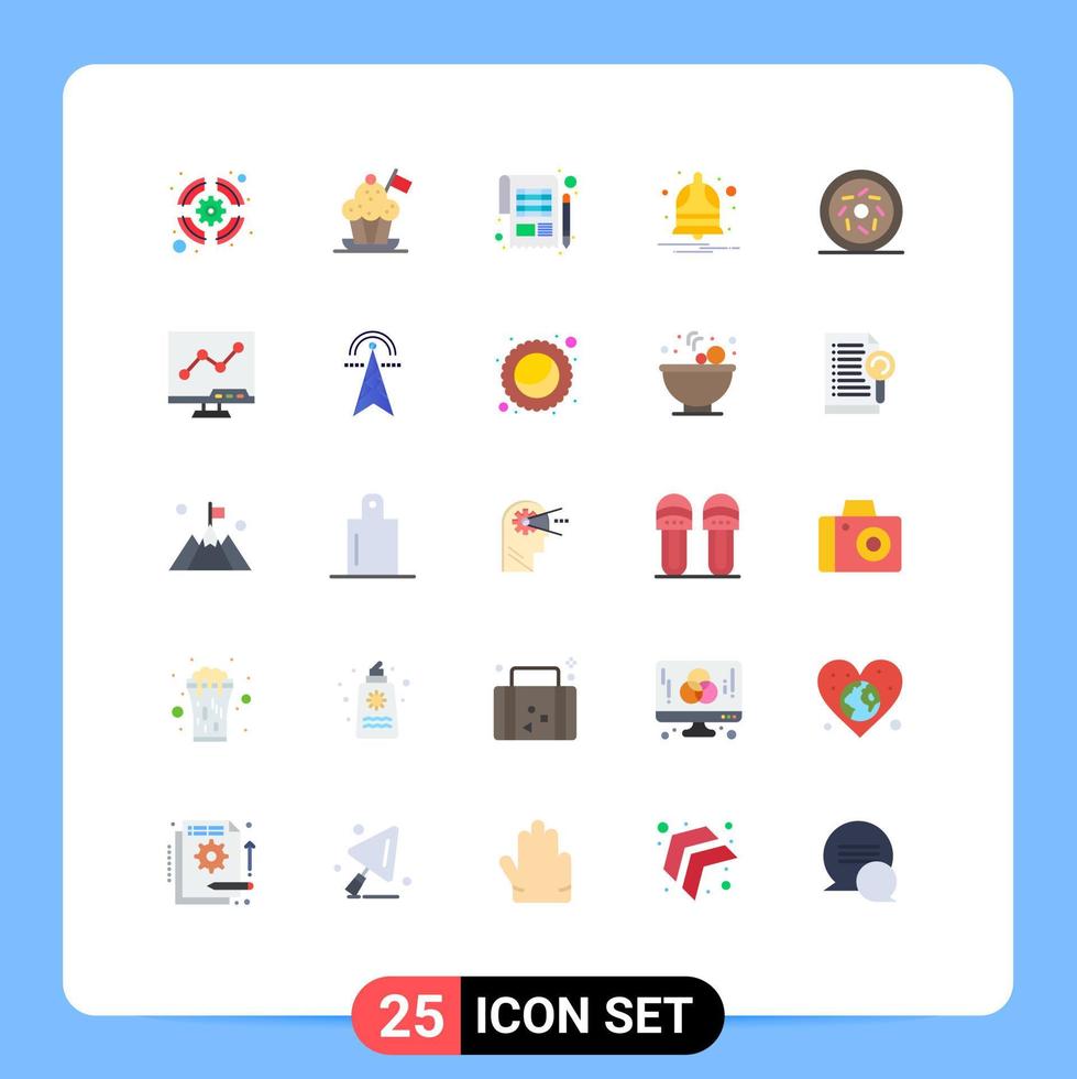 User Interface Pack of 25 Basic Flat Colors of alarm notification flag bell sheet Editable Vector Design Elements