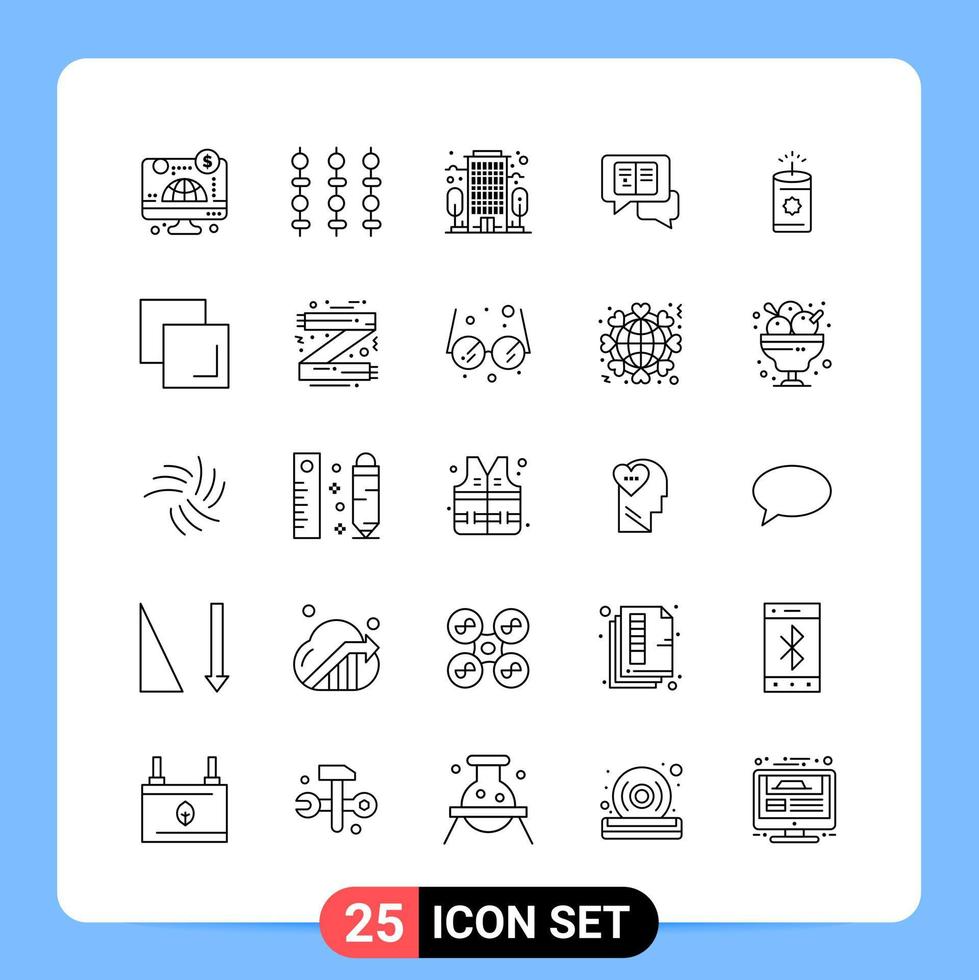 25 Line Black Icon Pack Outline Symbols for Mobile Apps isolated on white background 25 Icons Set Creative Black Icon vector background