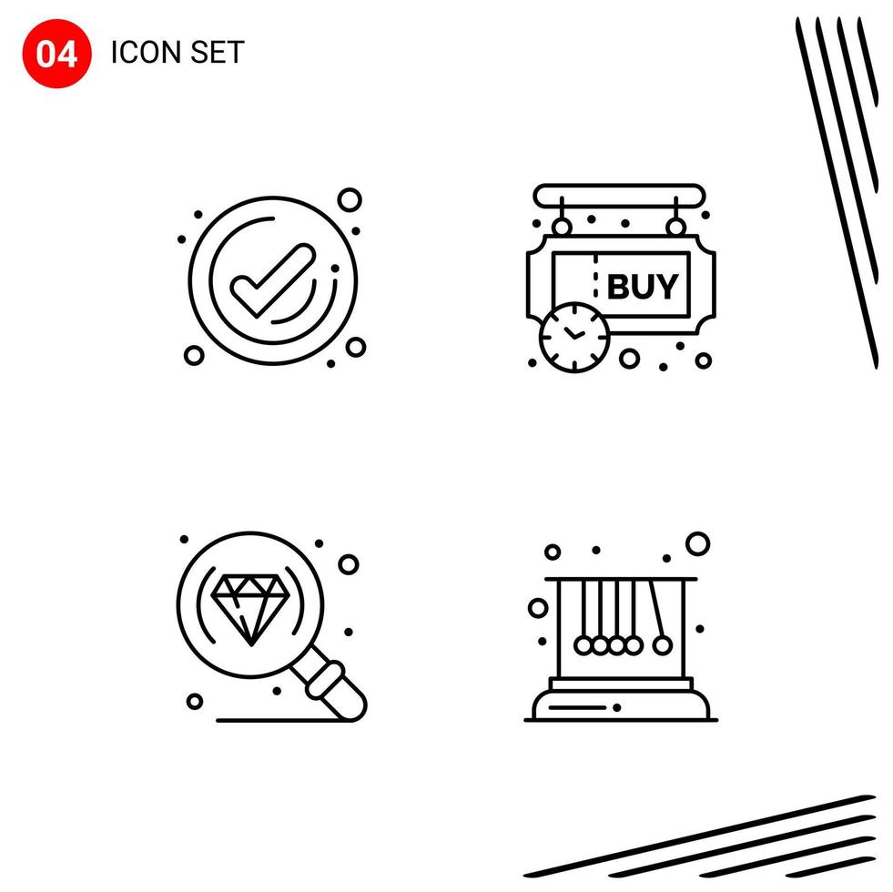 Collection of 4 Vector Icons in Line style Pixle Perfect Outline Symbols for Web and Mobile Line Icon Signs on White Background 4 Icons Creative Black Icon vector background