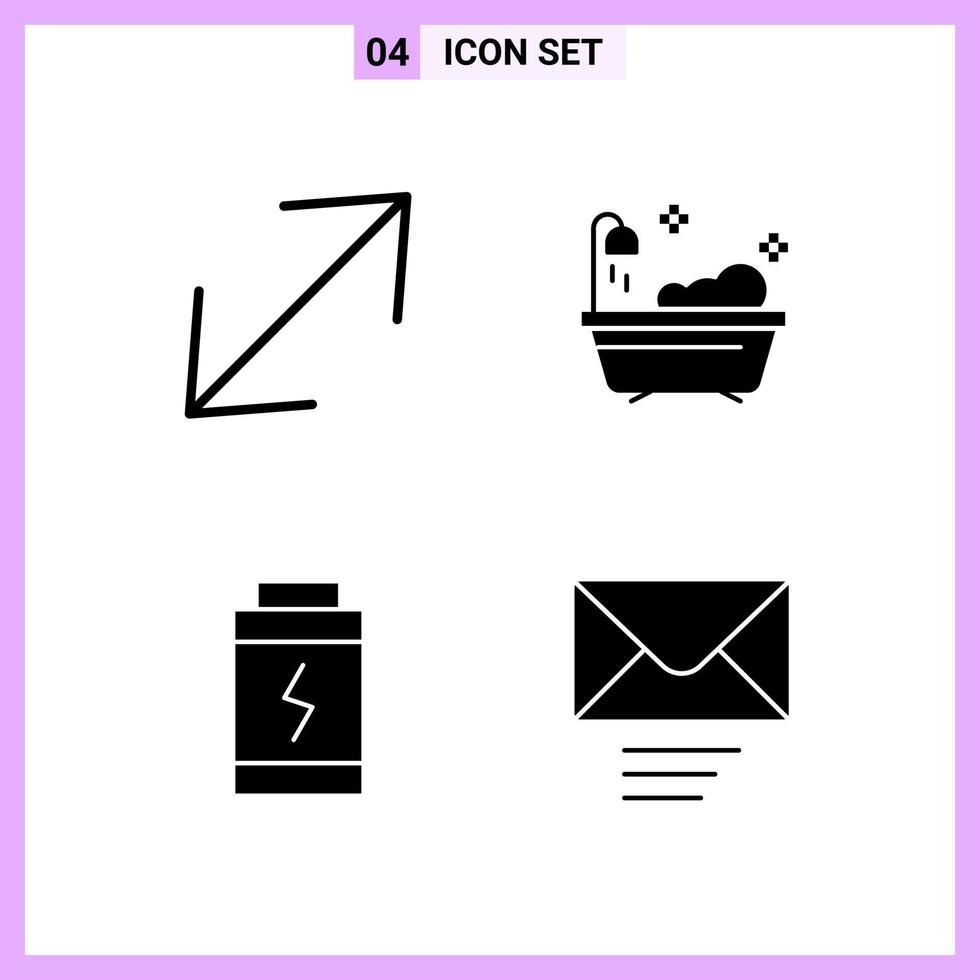 4 Icons in Solid Style Glyph Symbols on White Background Creative Vector Signs for Web mobile and Print Creative Black Icon vector background