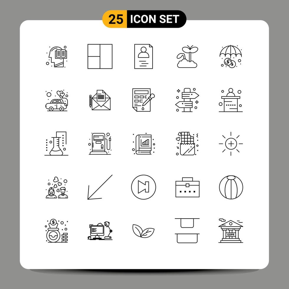 Set of 25 Vector Lines on Grid for car insurance profile finance maturity Editable Vector Design Elements