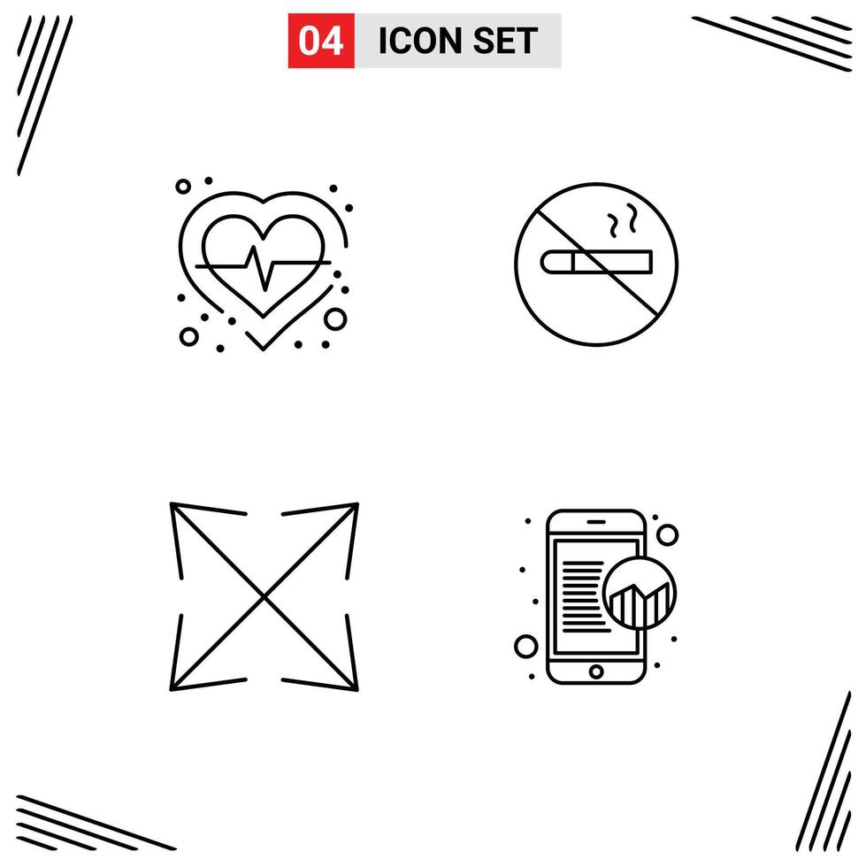 4 Line concept for Websites Mobile and Apps health scale check cigarette marketing Editable Vector Design Elements