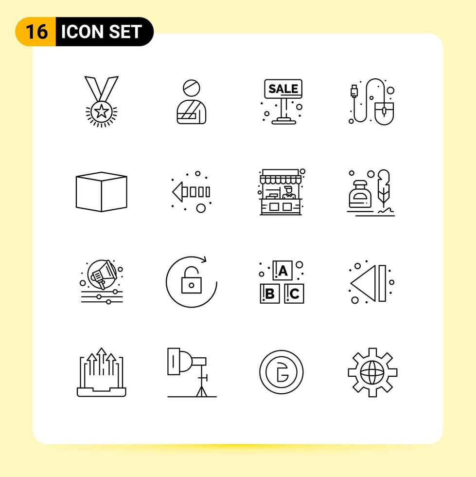16 Outline concept for Websites Mobile and Apps mouse computer injured for sale board Editable Vector Design Elements