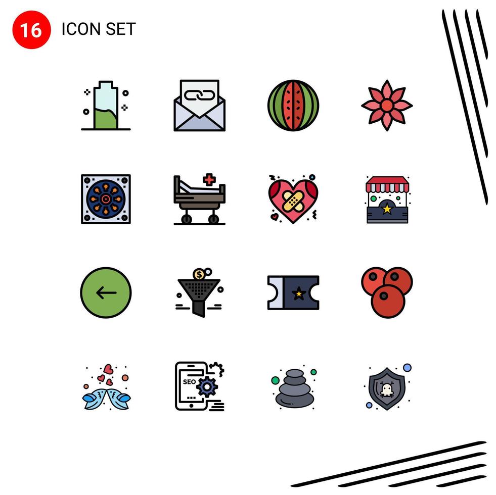 16 iconos creativos signos y símbolos modernos de clematis amaryllis correo electrónico sandía fruta elementos de diseño de vectores creativos editables