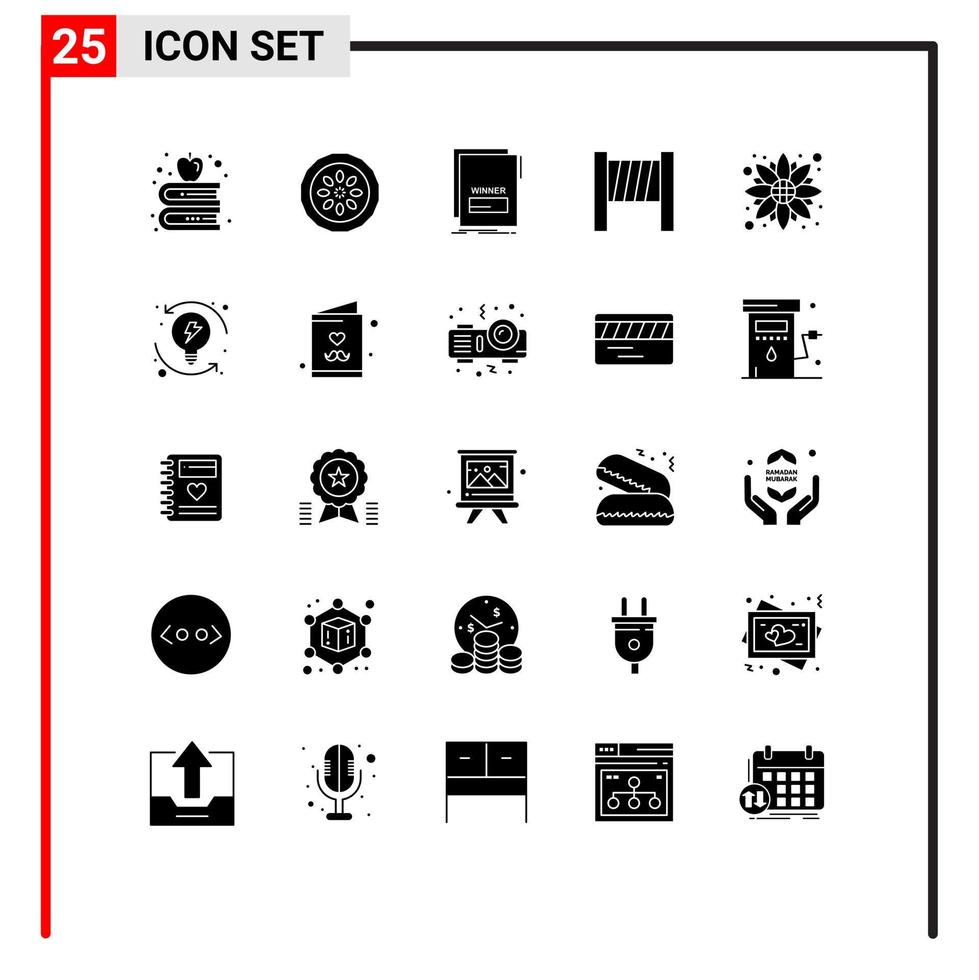 grupo de símbolos de iconos universales de 25 glifos sólidos modernos de herramientas de fraude de otoño de girasol script elementos de diseño vectorial editables vector