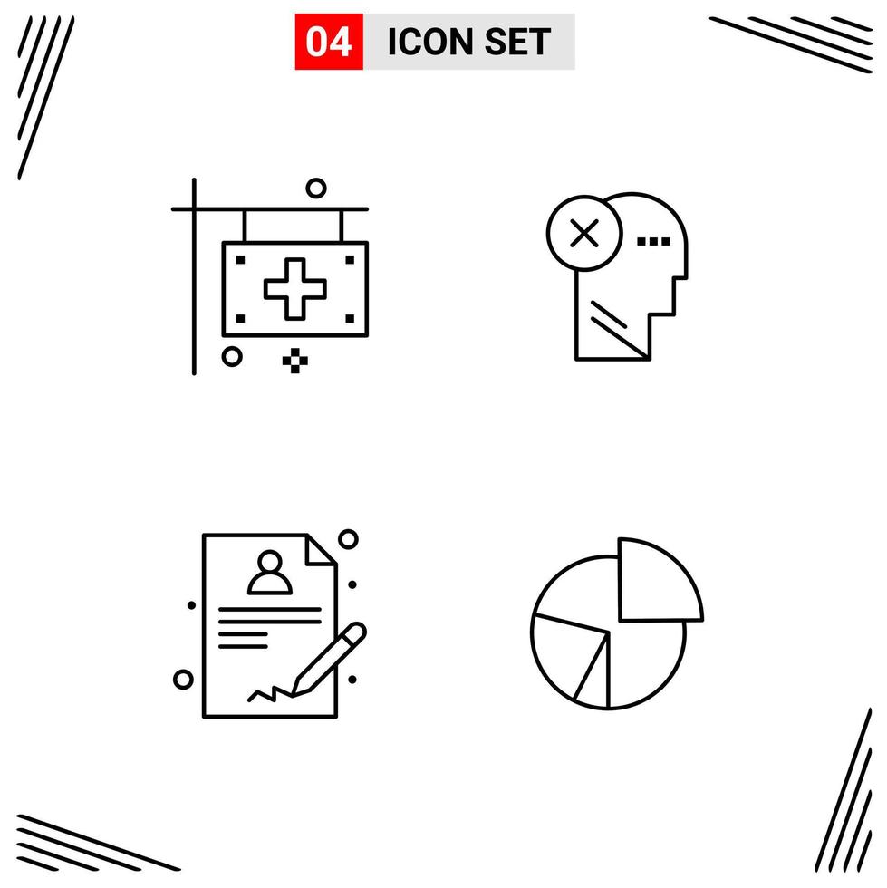 4 iconos de estilo de línea basados en cuadrícula símbolos de esquema creativos para el diseño de sitios web signos de icono de línea simple aislados en fondo blanco 4 conjunto de iconos fondo de vector de icono negro creativo