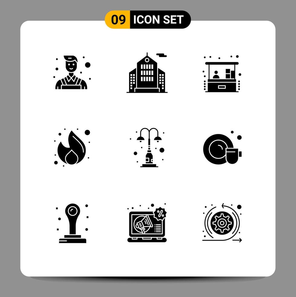 Pictogram Set of 9 Simple Solid Glyphs of lights elements investment seo marketing Editable Vector Design Elements