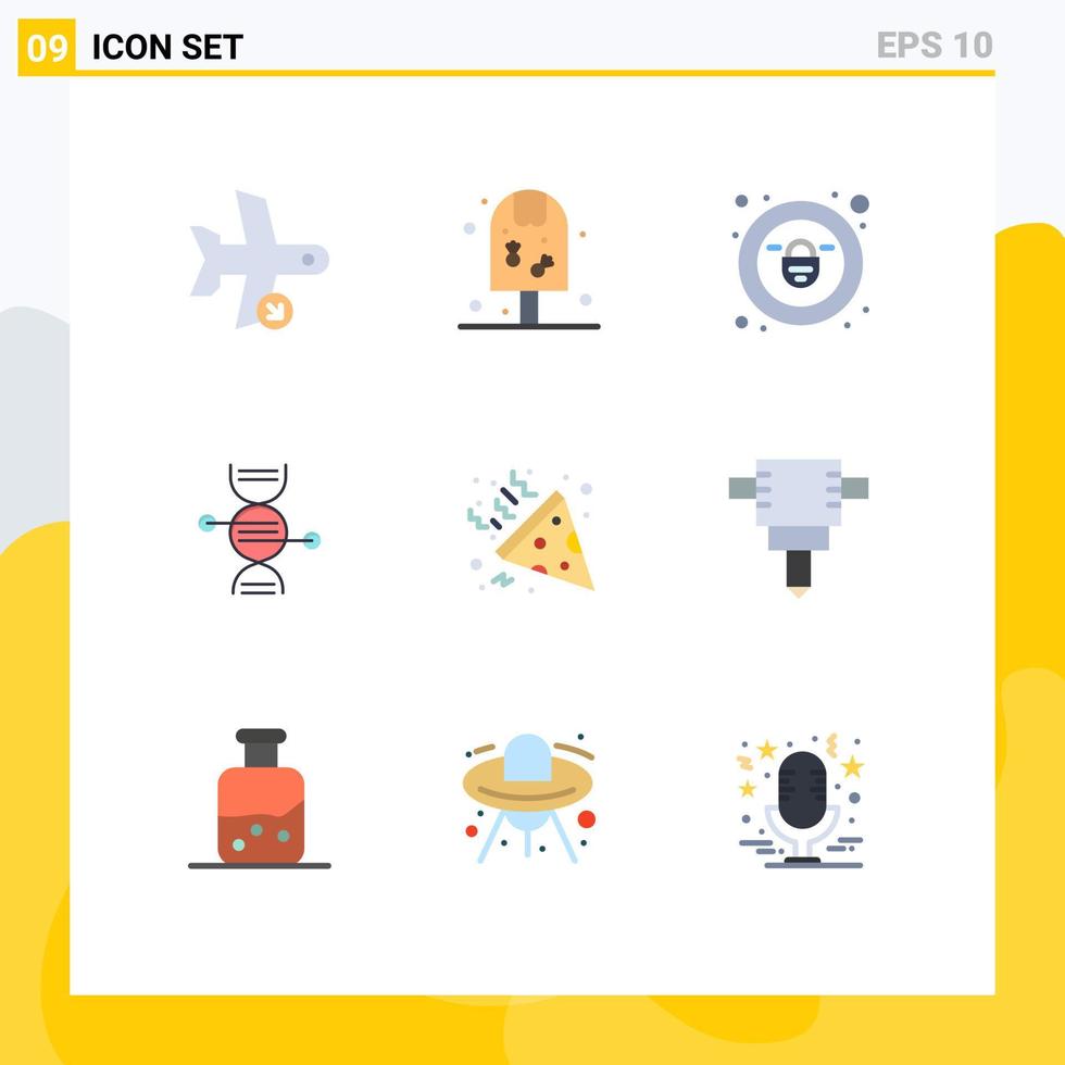 9 Universal Flat Color Signs Symbols of party bone food medical adn Editable Vector Design Elements