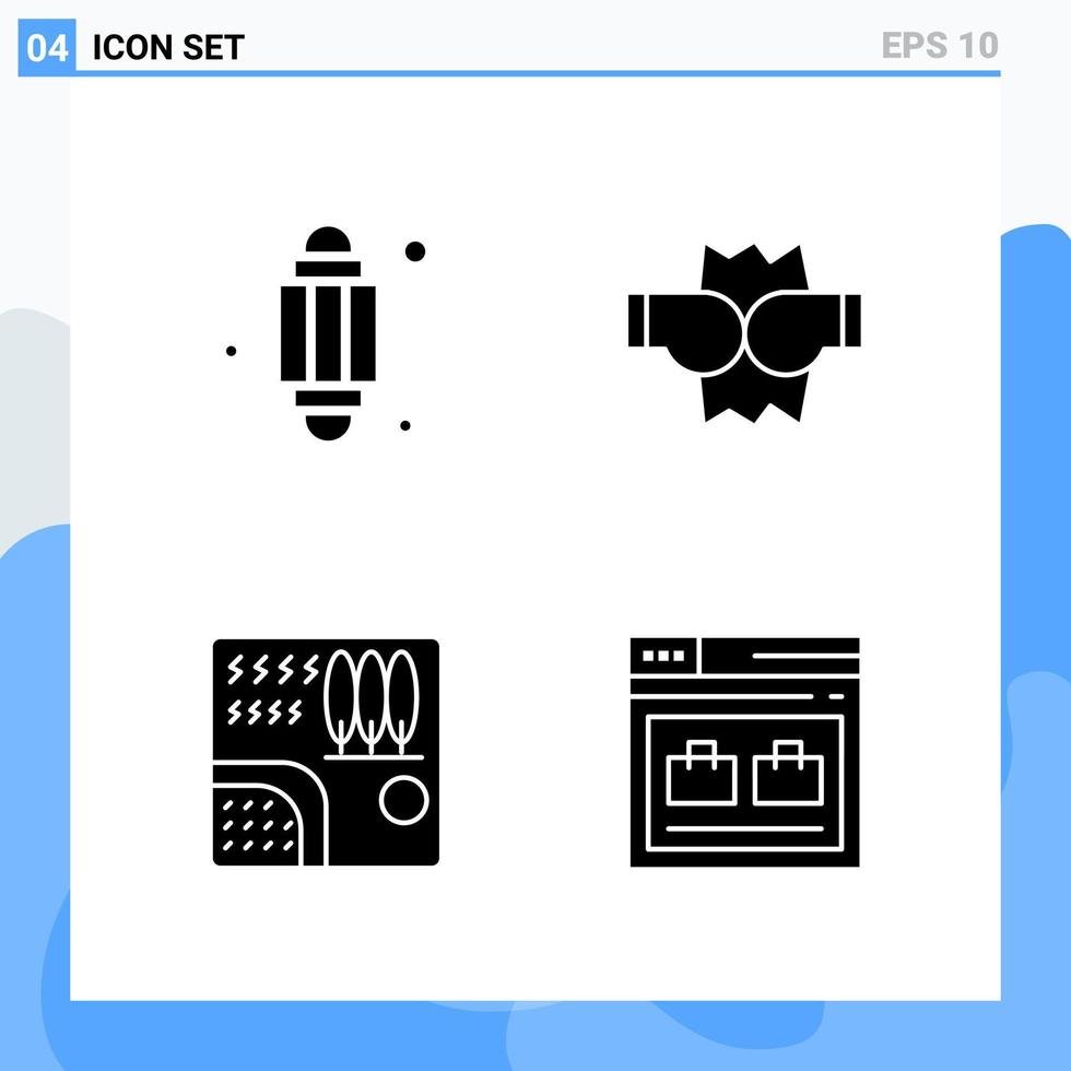 Modern 4 solid style icons Glyph Symbols for general use Creative Solid Icon Sign Isolated on White Background 4 Icons Pack Creative Black Icon vector background