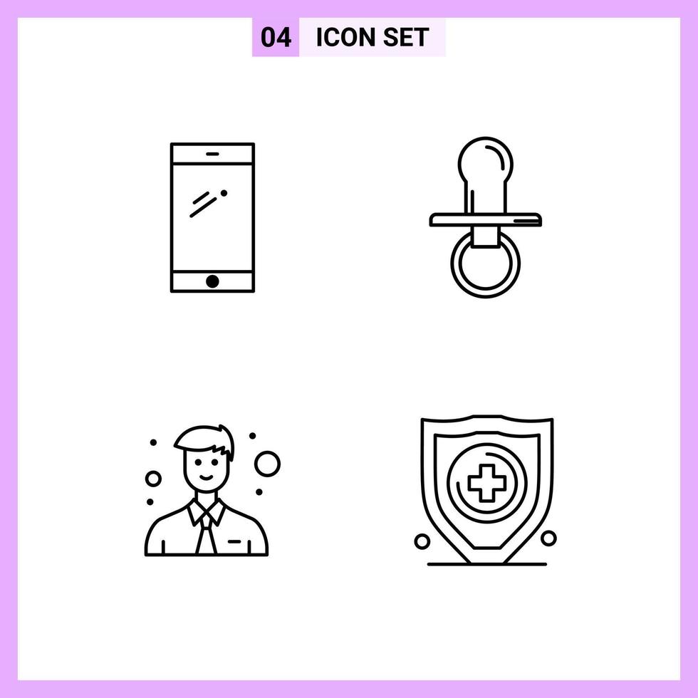 4 Icons in Line Style Outline Symbols on White Background Creative Vector Signs for Web mobile and Print Creative Black Icon vector background