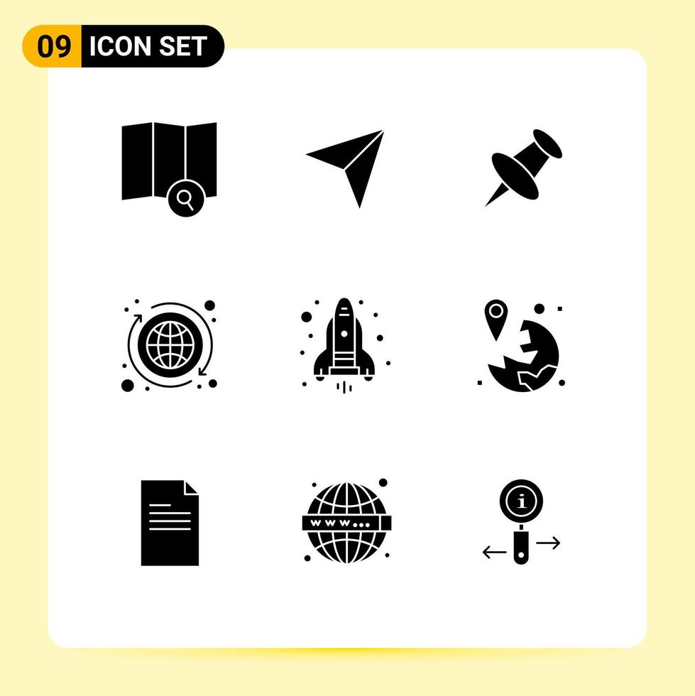 Stock Vector Icon Pack of 9 Line Signs and Symbols for gps rocket pin flame exchange Editable Vector Design Elements