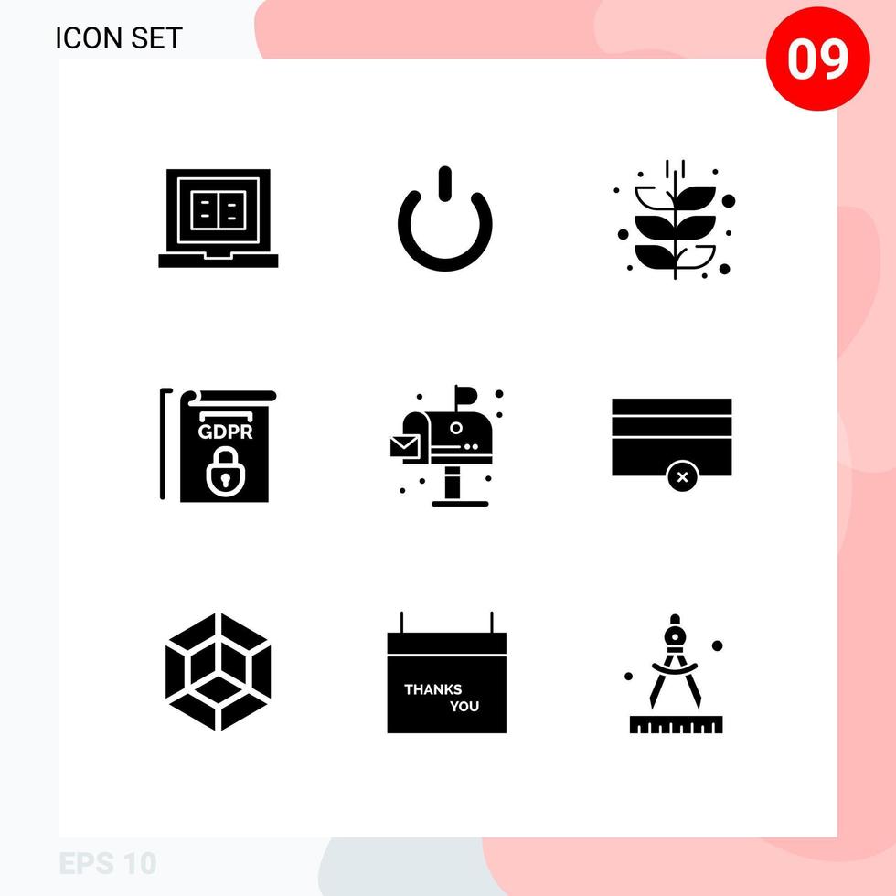 Pack of 9 creative Solid Glyphs of city rules agriculture law harvesting Editable Vector Design Elements