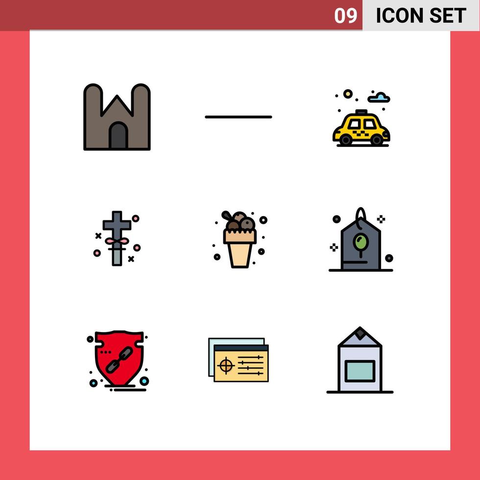 conjunto de 9 iconos de interfaz de usuario modernos símbolos signos para comida de verano parque helado santo elementos de diseño vectorial editables vector