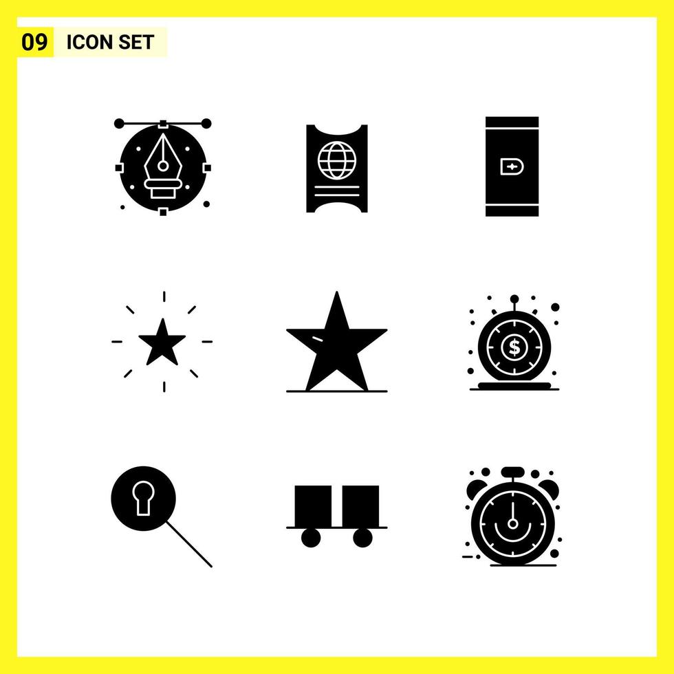 9 Icon Set Simple Solid Symbols Glyph Sign on White Background for Website Design Mobile Applications and Print Media Creative Black Icon vector background