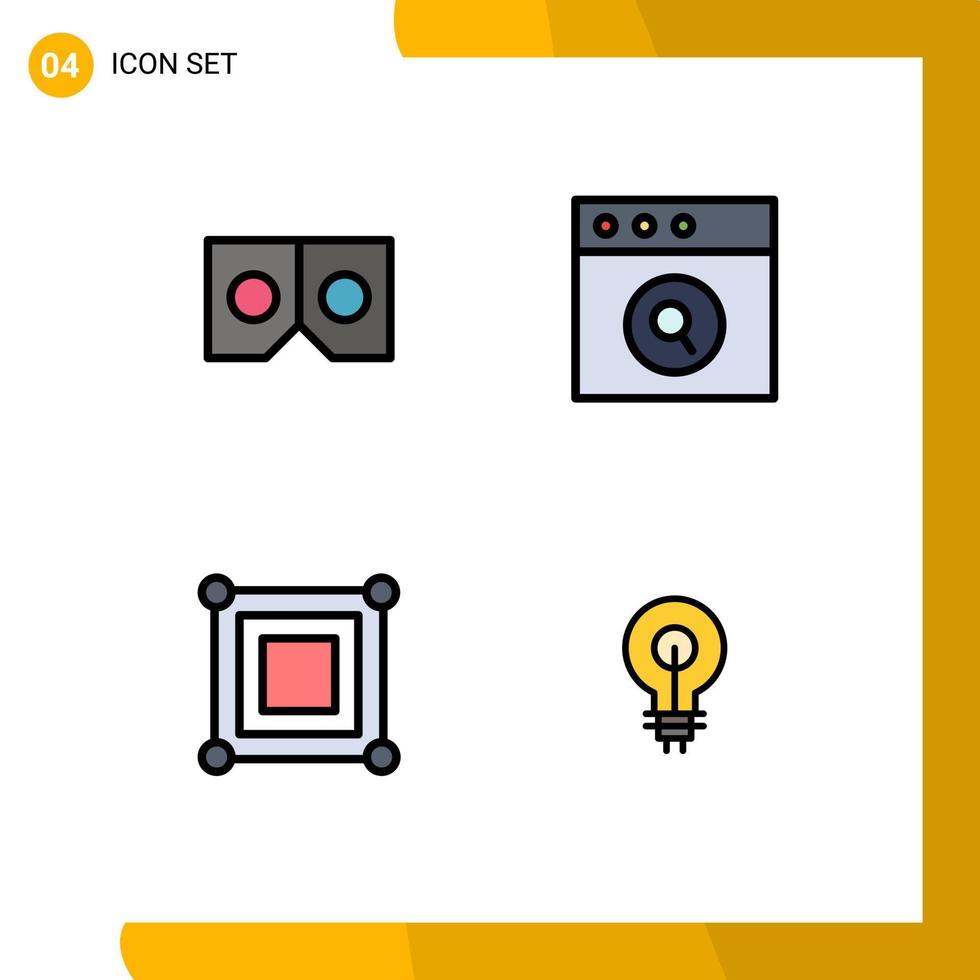Set of 4 Commercial Filledline Flat Colors pack for glasses box app board glow Editable Vector Design Elements