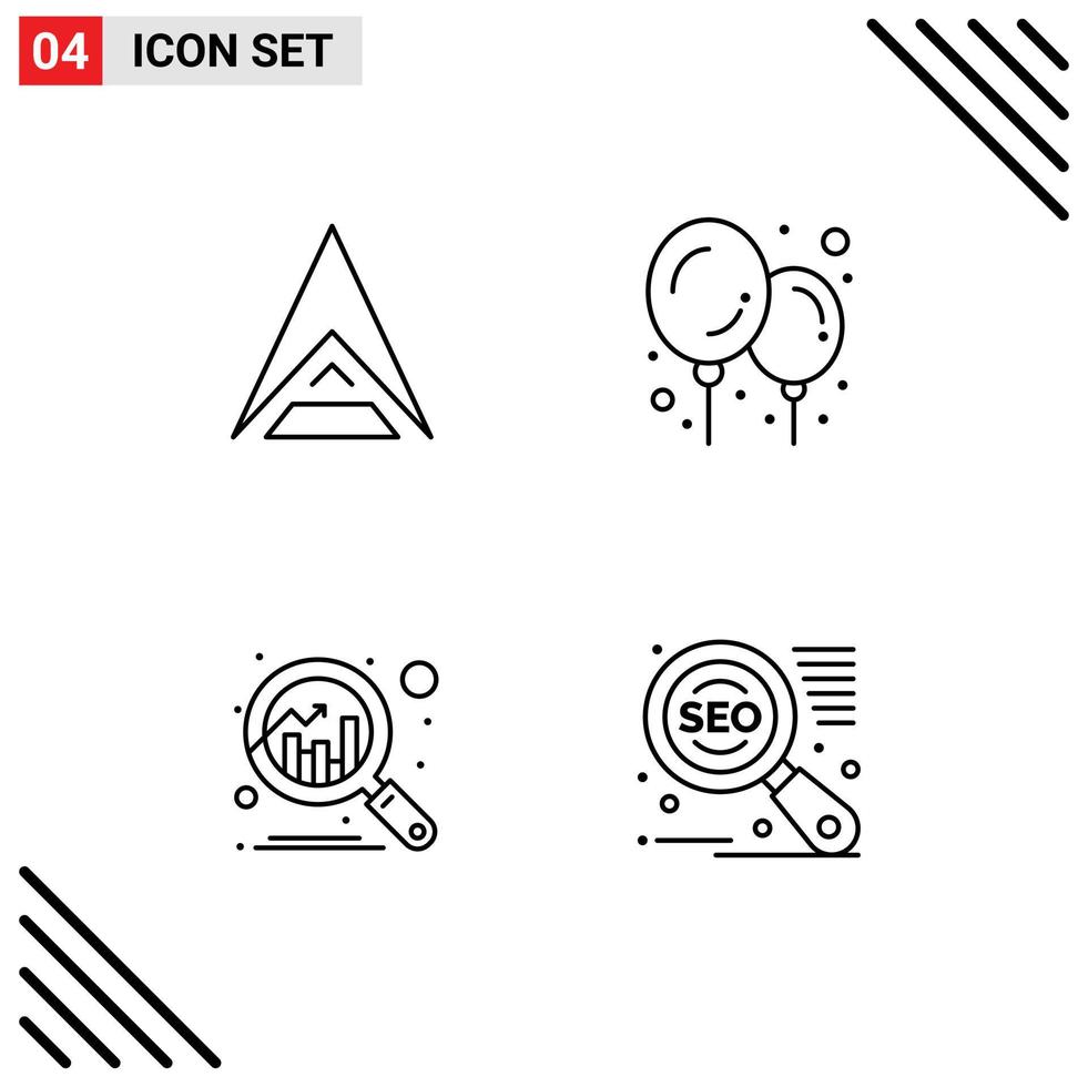 4 Universal Filledline Flat Colors Set for Web and Mobile Applications ark search engine crypto currency analytics marketing Editable Vector Design Elements