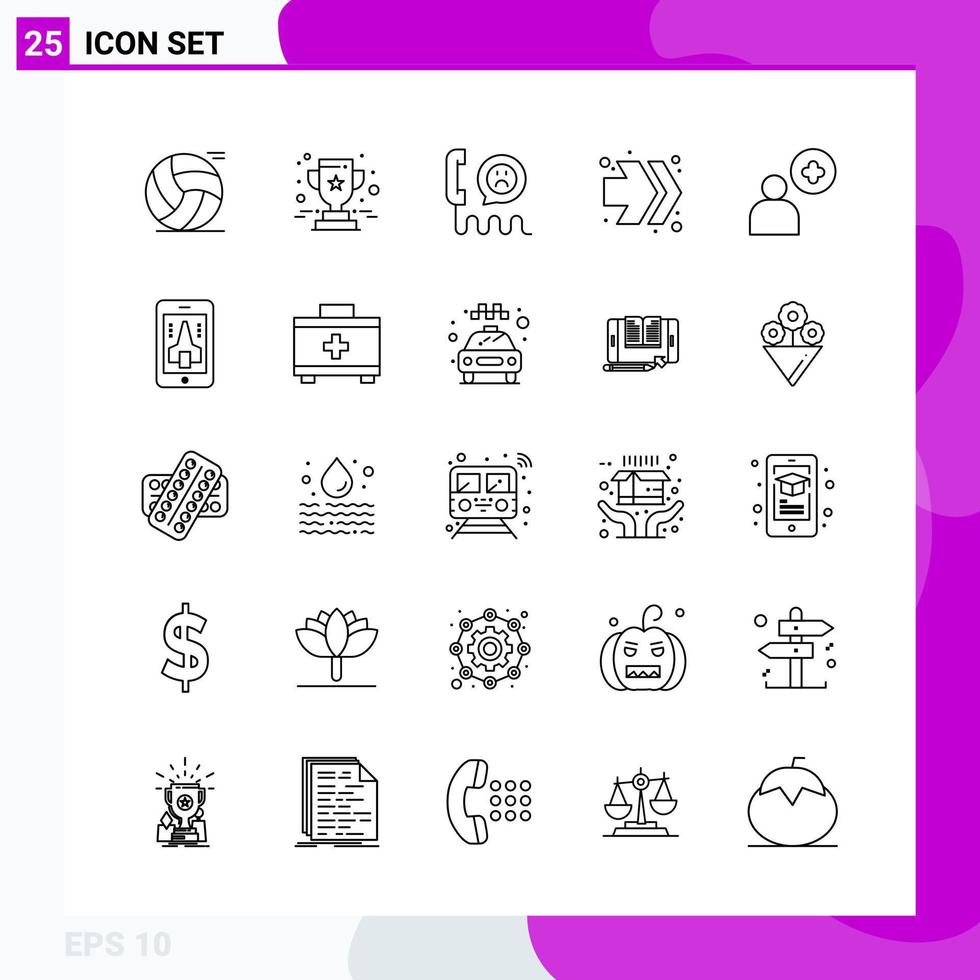 Line Icon set Pack of 25 Outline Icons isolated on White Background for Web Print and Mobile Creative Black Icon vector background