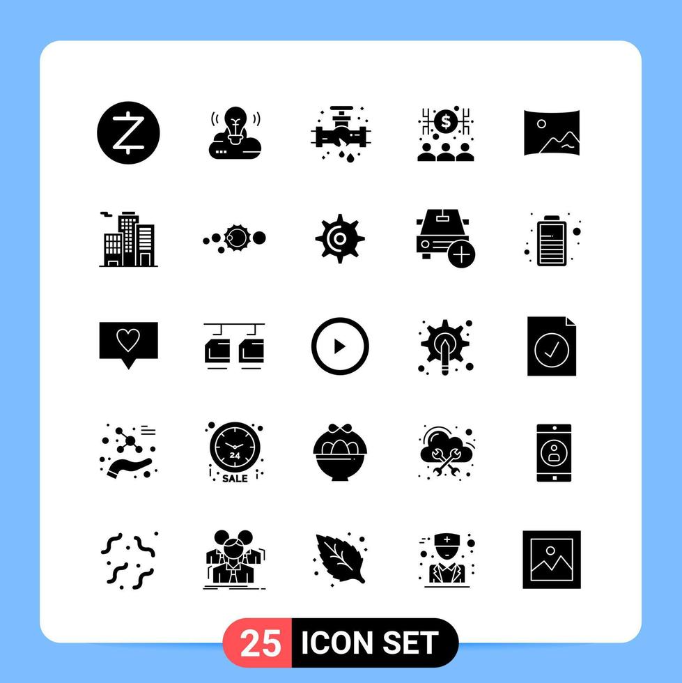 25 Solid Black Icon Pack Glyph Symbols for Mobile Apps isolated on white background 25 Icons Set Creative Black Icon vector background