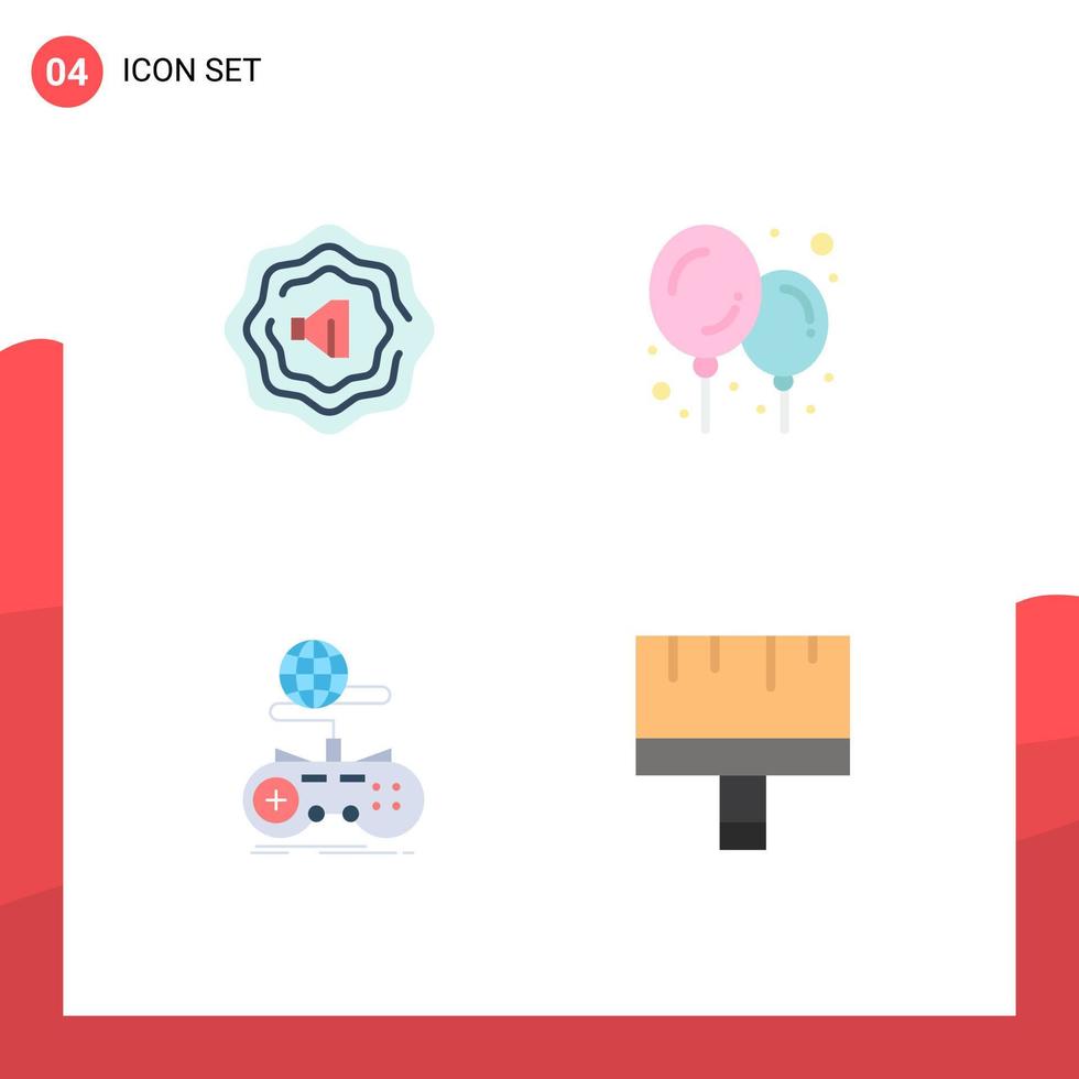 4 Flat Icon concept for Websites Mobile and Apps accustic brush game multiplayer tools Editable Vector Design Elements