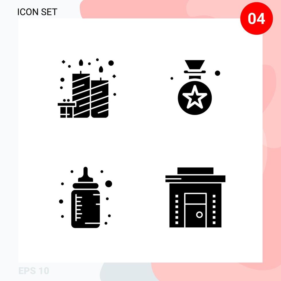 Vector Pack of 4 Icons in Solid Style Creative Glyph Pack isolated on White Background for Web and Mobile Creative Black Icon vector background