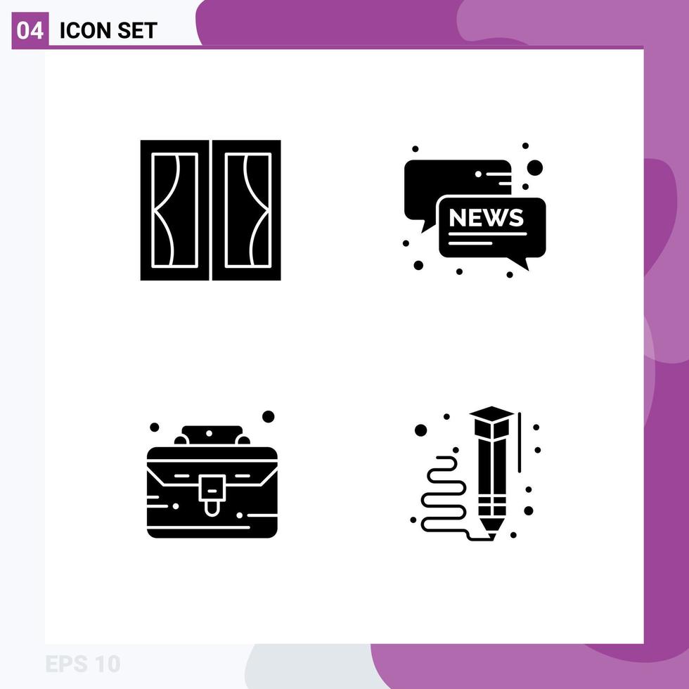 Thematic Vector Solid Glyphs and Editable Symbols of buildings business case home conversation portfolio Editable Vector Design Elements