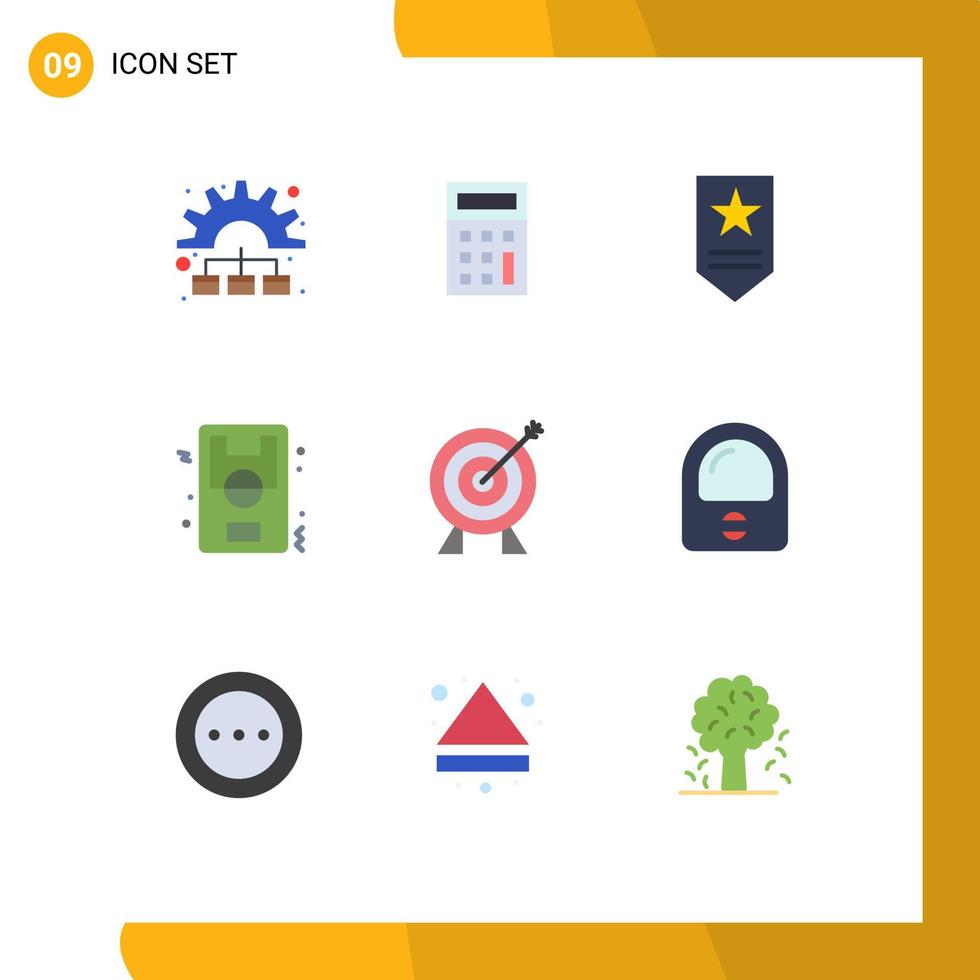 Set of 9 Modern UI Icons Symbols Signs for investment target military game ground Editable Vector Design Elements