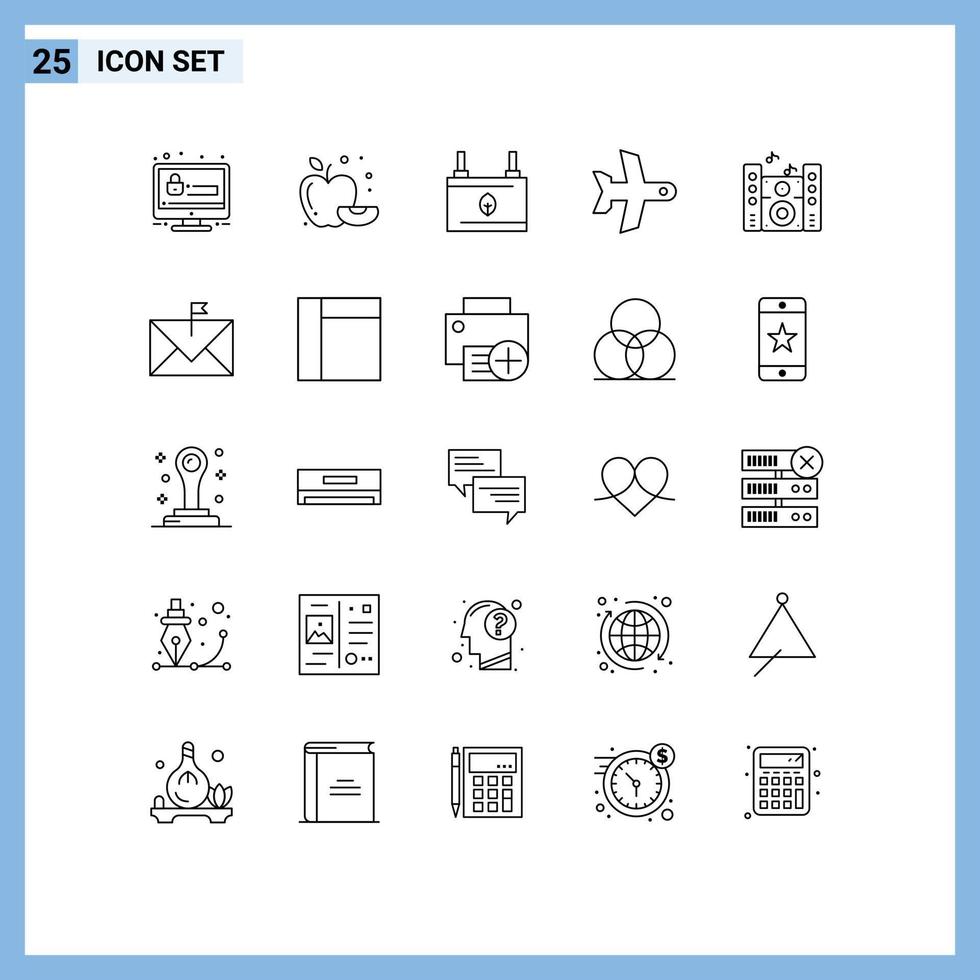 Set of 25 Vector Lines on Grid for sound vehicle clean transport plane Editable Vector Design Elements