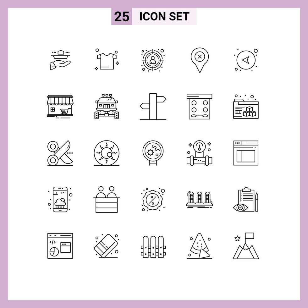 Group of 25 Modern Lines Set for network arrows seo map pin Editable Vector Design Elements