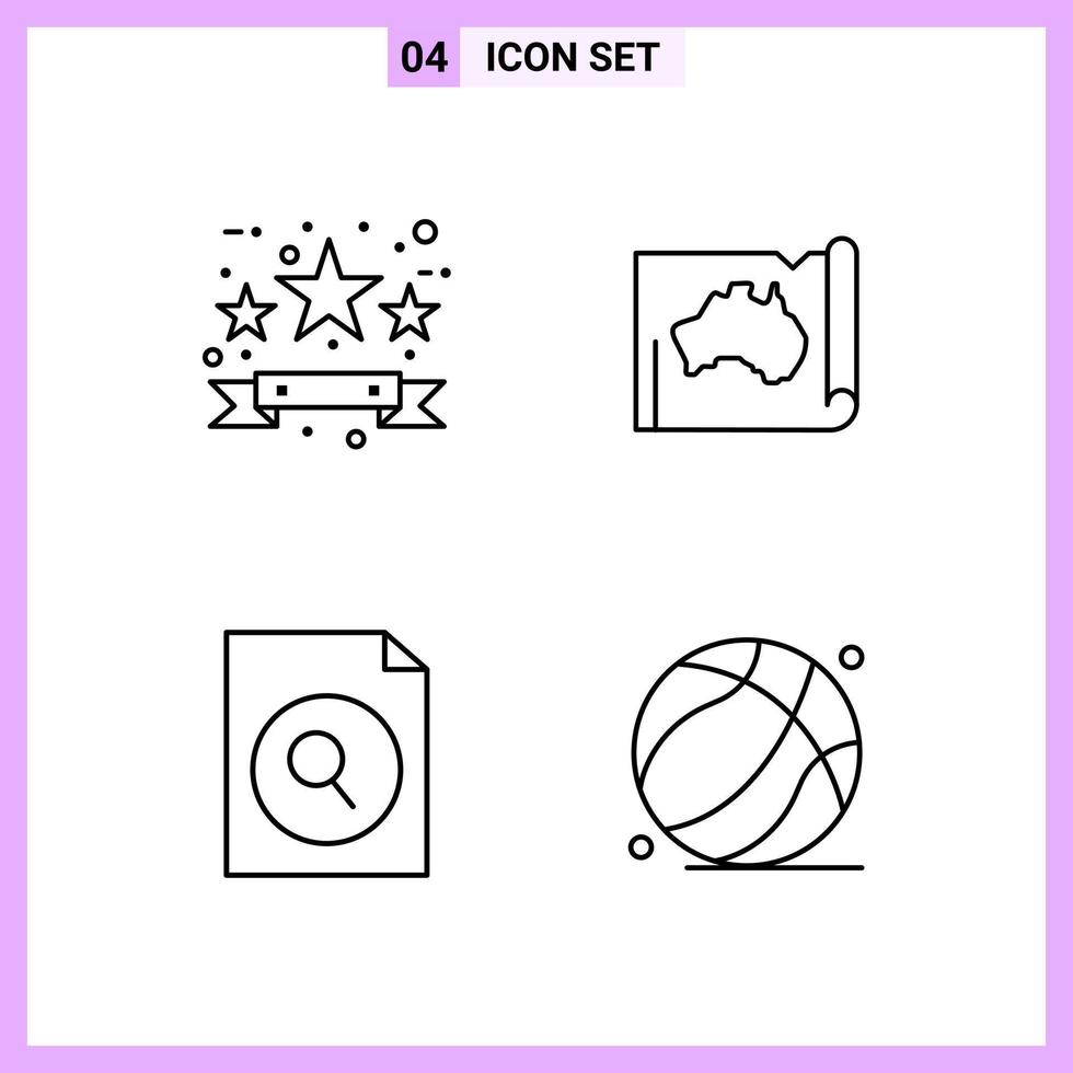 4 Icons in Line Style Outline Symbols on White Background Creative Vector Signs for Web mobile and Print Creative Black Icon vector background