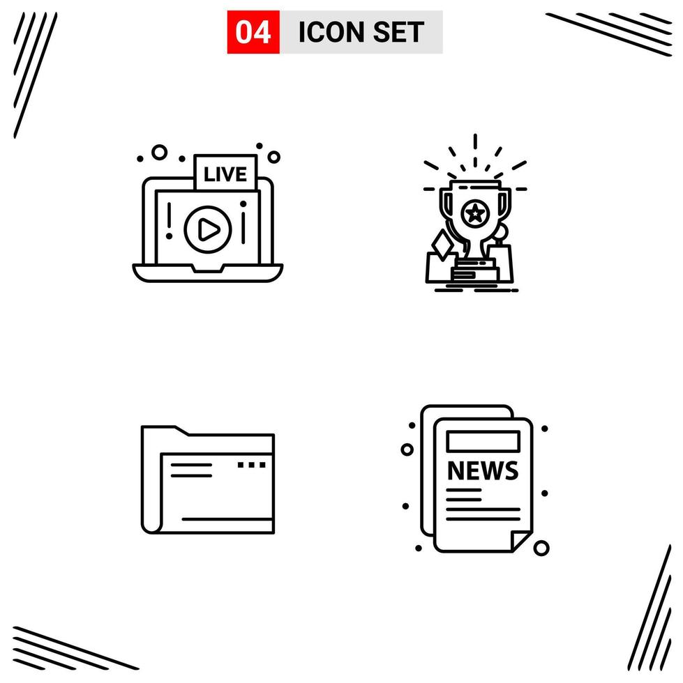 4 Icons Line Style Grid Based Creative Outline Symbols for Website Design Simple Line Icon Signs Isolated on White Background 4 Icon Set Creative Black Icon vector background