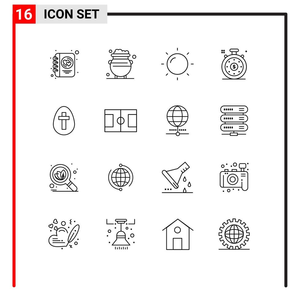 Universal Icon Symbols Group of 16 Modern Outlines of sign easter money egg investment time Editable Vector Design Elements