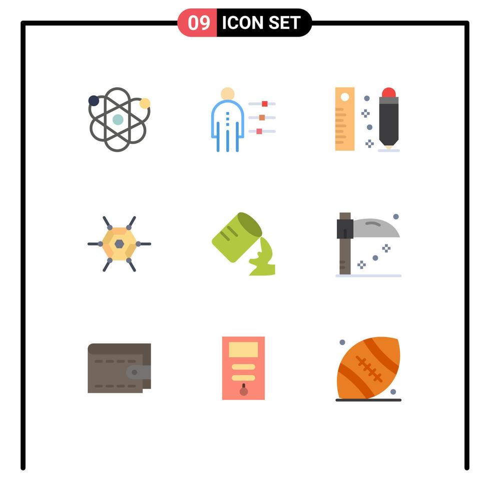 Stock Vector Icon Pack of 9 Line Signs and Symbols for water technology recruitment network ruler Editable Vector Design Elements
