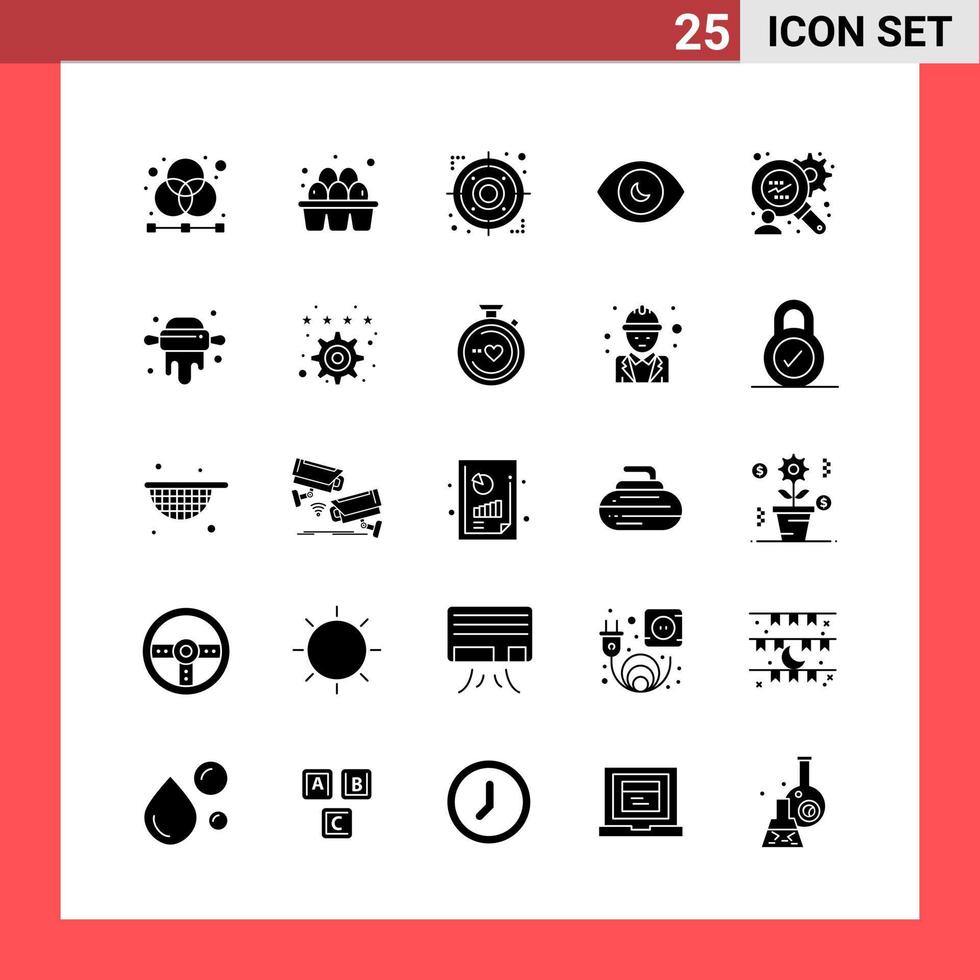 25 Icon Pack Solid Style Glyph Symbols on White Background Simple Signs for general designing Creative Black Icon vector background