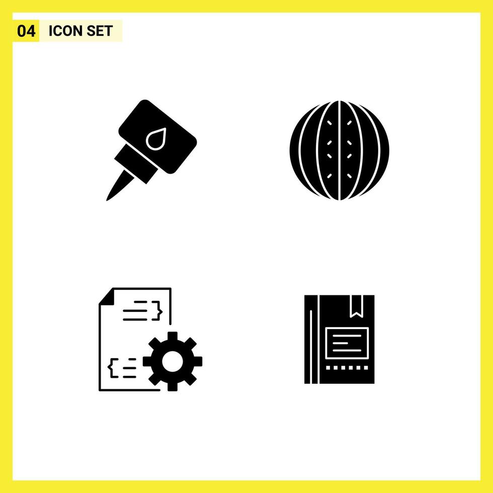 4 Creative Icons Modern Signs and Symbols of engine development drink melon management Editable Vector Design Elements