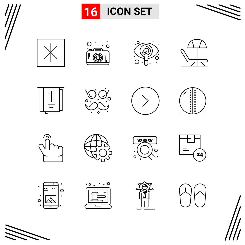 16 Icons Line Style Grid Based Creative Outline Symbols for Website Design Simple Line Icon Signs Isolated on White Background 16 Icon Set Creative Black Icon vector background