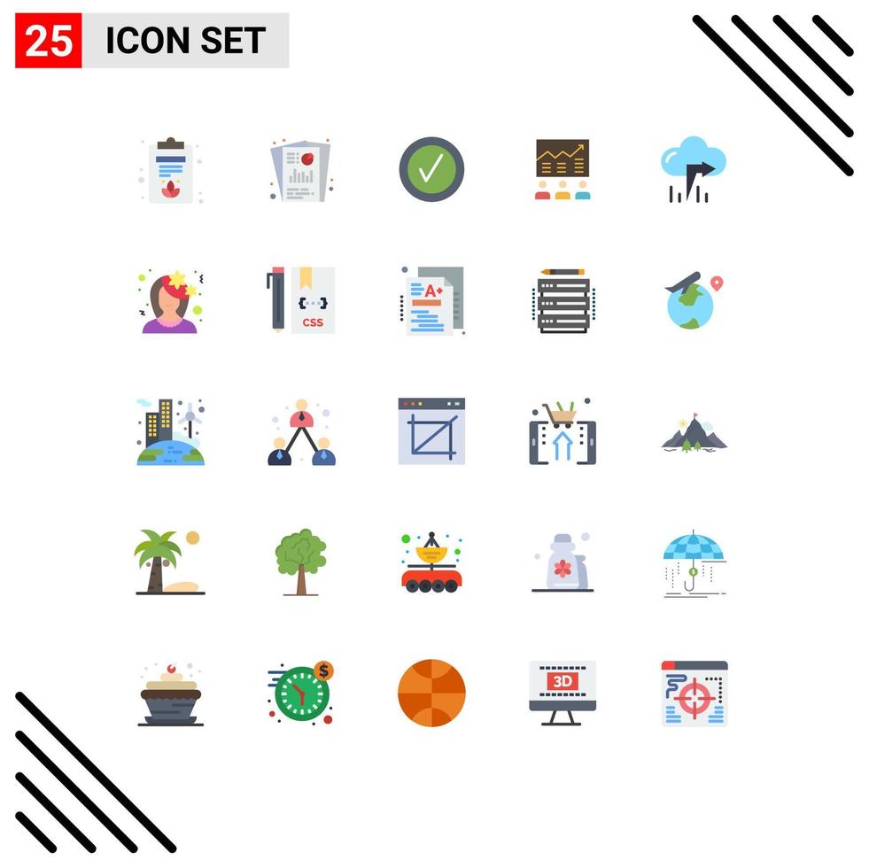 25 User Interface Flat Color Pack of modern Signs and Symbols of success efforts checked chart arrow Editable Vector Design Elements