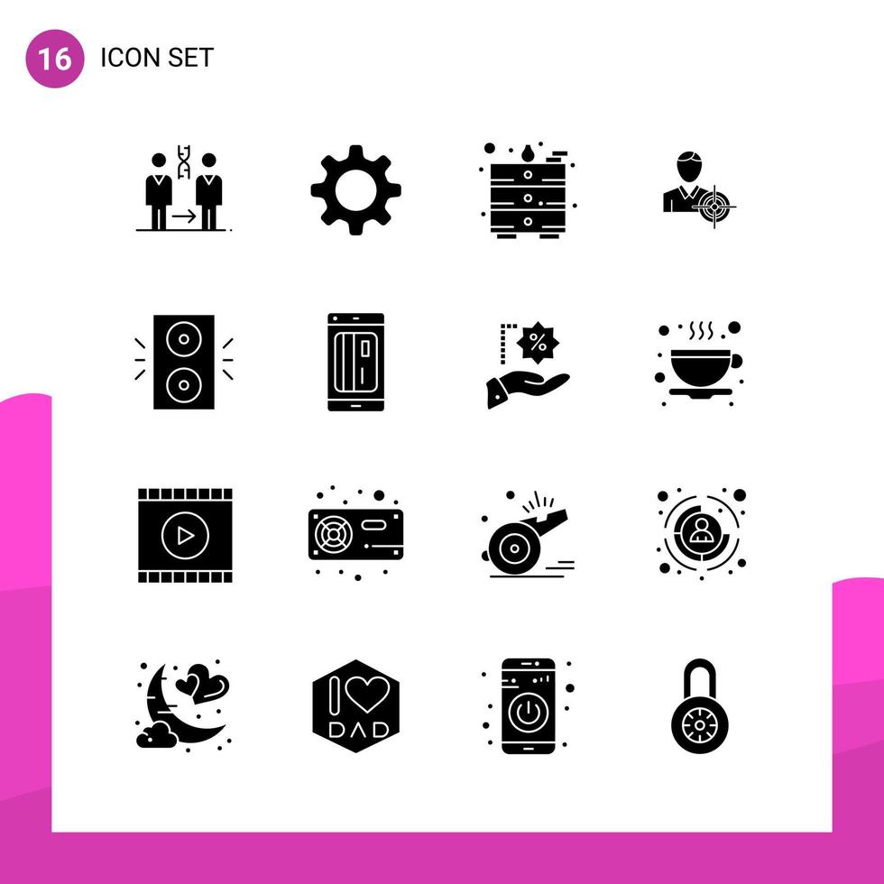 Glyph Icon set Pack of 16 Solid Icons isolated on White Background for responsive Website Design Print and Mobile Applications Creative Black Icon vector background