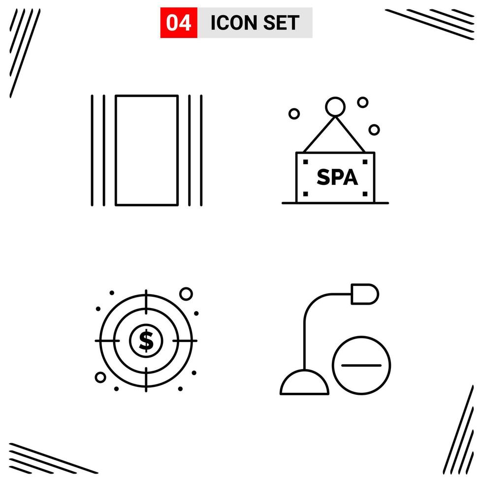 4 iconos de estilo de línea basados en cuadrícula símbolos de esquema creativos para el diseño de sitios web signos de icono de línea simple aislados en fondo blanco 4 conjunto de iconos fondo de vector de icono negro creativo