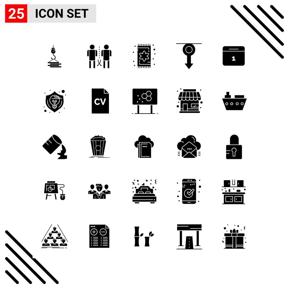 Pixle Perfect Set of 25 Solid Icons Glyph Icon Set for Webite Designing and Mobile Applications Interface Creative Black Icon vector background