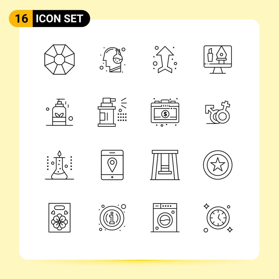 16 Outline concept for Websites Mobile and Apps massage computer arrow crop tools Editable Vector Design Elements