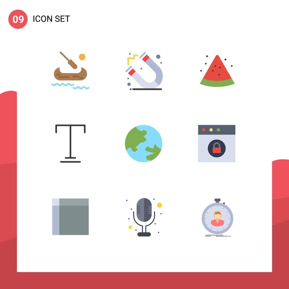 9 Flat Color concept for Websites Mobile and Apps mac app watermelon geography earth Editable Vector Design Elements